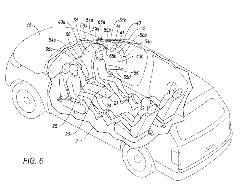 Illustration for article titled Get a Load of These Helmet and ‘Burrito’ Airbag Patent Applications From Ford